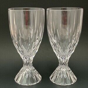 Mikasa Horizon Cut Over 24% Lead Crystal Wine Water Goblet Glasses Lot of 2